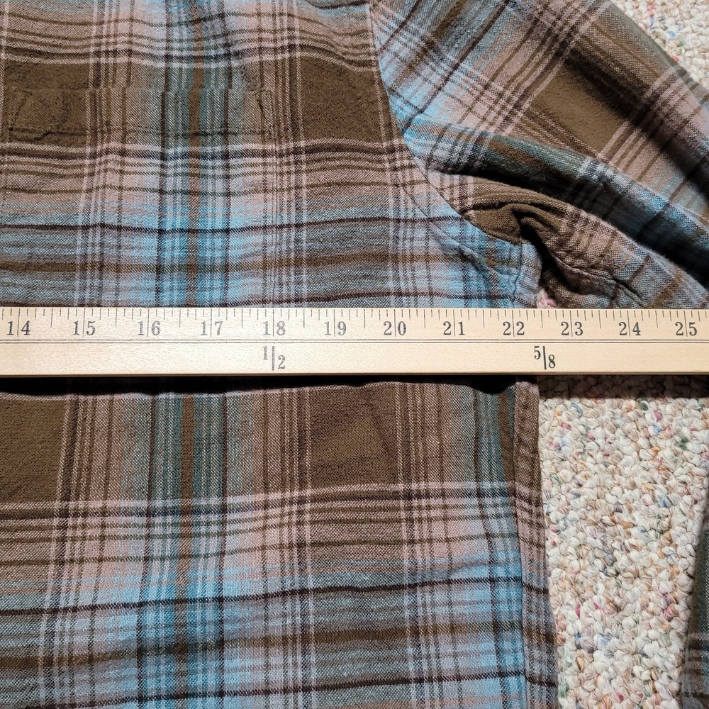 Pendleton Shirt Men Large Brown Blue Plaid Button Down Long Sleeve Hiking Mason - Picture 13 of 15